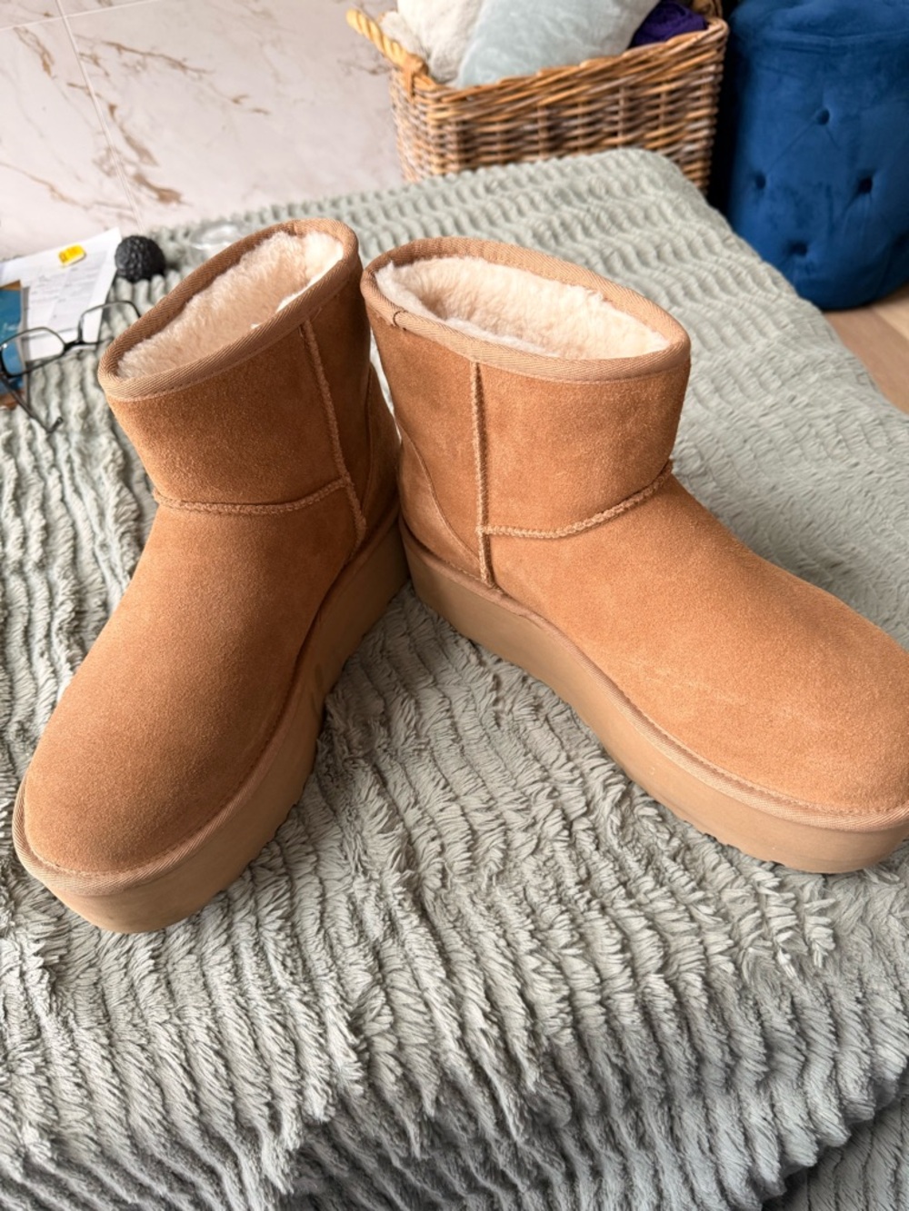 UGG Women’s  Chestnut Suede Shearling-Lined Ankle Boots